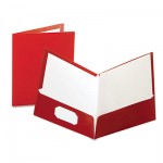 Oxford High Gloss Laminated Paperboard Folder, 100-Sheet Capacity, Crimson, 25/Box OXF51718