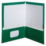 Oxford High Gloss Laminated Paperboard Folder, 100-Sheet Capacity, Green, 25/Box OXF51717