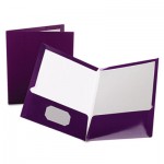 Oxford High Gloss Laminated Paperboard Folder, 100-Sheet Capacity, Purple, 25/Box OXF51726