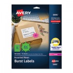 Avery High-Visibility ID Labels, Laser Printers, 2.25" dia., Assorted, 12/Sheet, 15 Sheets/Pack AVE5995