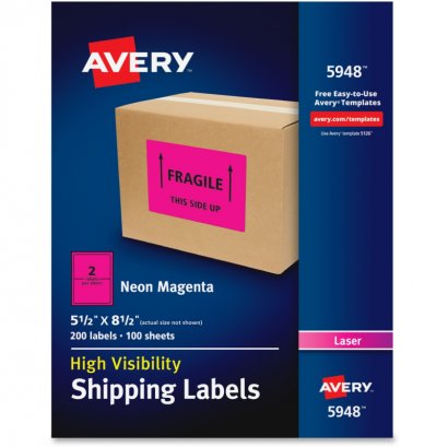 Avery High-Visibility Neon Shipping Labels 5948