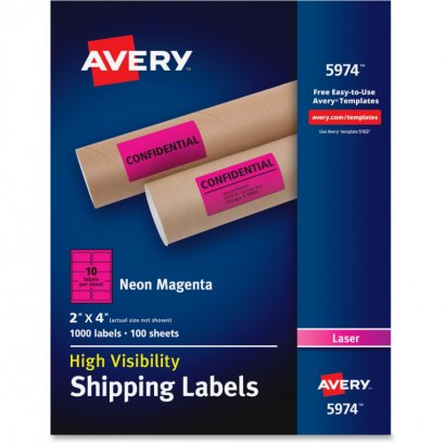 Avery High-Visibility Neon Shipping Labels 5974