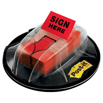 Post-It Flags High Volume Flag Dispenser, "Sign Here", Red, 200 Flags/Dispenser MMM680HVSHR