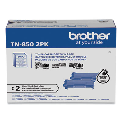 Brother High-Yield Toner, 8,000 Page-Yield, Black, 2/Pack BRTTN8502PK
