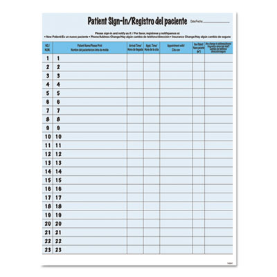 Tabbies HIPAA Labels, Patient Sign-In, 8.5 x 11, Blue, 23/Sheet, 125 Sheets/Pack TAB14541