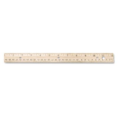 Westcott Hole Punched Wood Ruler English and Metric With Metal Edge, 12 ACM10702