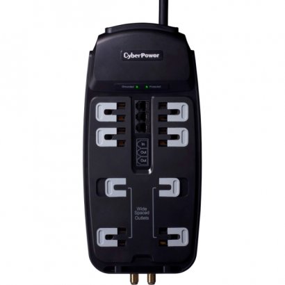 CyberPower Home Theater 8-Outlets Surge Suppressor 8FT Cord and AV protection CSHT808TC