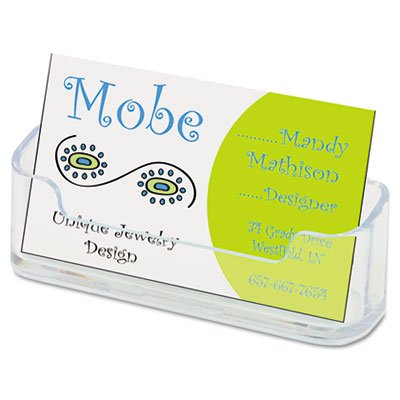 Deflecto Horizontal Business Card Holder, 3 3/4w x 1 7/8h x 1 1/2d, Clear DEF70101
