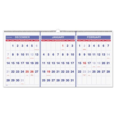 At-A-Glance Horizontal-Format Three-Month Reference Wall Calendar, 23 1/2 x 12, 2015-2017 AAGPM1428