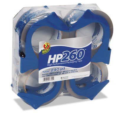 Duck HP260 Packaging Tape w/Dispenser, 1.88" x 60yds, 3" Core, 4/Pack DUC0007725