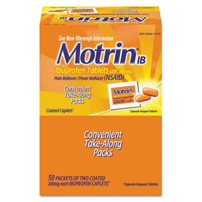 Motrin Ibuprofen Tablets, Two-Pack, 50 Packs/Box MCL48152