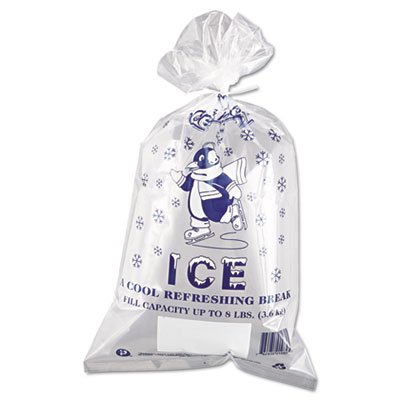 IC1120-TT Ice Bag, 11 x 20, 8lb Capacity, 1.5mil, Clear/Blue, 1000/Carton IBSIC1120