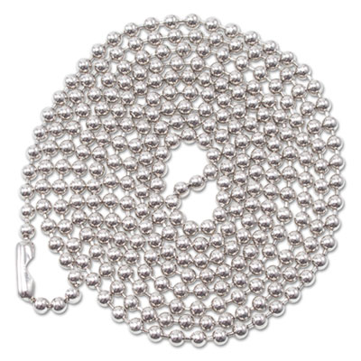 Advantus ID Badge Holder Chain, Ball Chain Style, 36" Long, Nickel Plated, 100/Box AVT75417