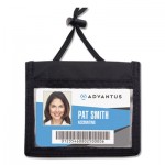 Advantus ID Badge Holder w/Convention Neck Pouch, Horizontal, 4 x 2 1/4, Black, 12/Pack AVT75452