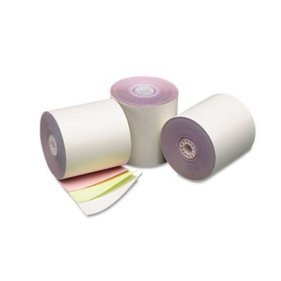 ICONEX PMC07638 Impact Printing Carbonless Paper Rolls, 3" x 70 ft, White/Canary/Pink, 50/Carton ICX90770060