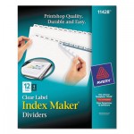 Avery Index Maker Print & Apply Clear Label Dividers w/White Tabs, 12-Tab, Letter AVE11428