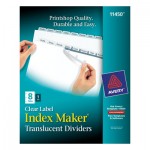 Avery Index Maker Print & Apply Clear Label Plastic Dividers, 8-Tab, Letter AVE11450