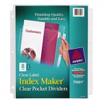 Avery Index Maker Print & Apply Clear Label Dividers w/Clear Pockets, 8-Tab, Letter AVE75501