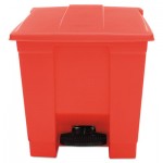 RCP 6143 RED Indoor Utility Step-On Waste Container, Square, Plastic, 8gal, Red RCP6143RED