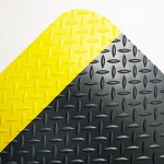 Crown Mats Industrial Deck Plate Anti-Fatigue Mat, Vinyl, 36 x 60, Black/Yellow Border CWNCD0035YB