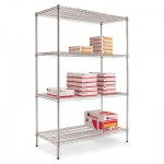 ALESW504824SR Industrial Heavy-Duty Wire Shelving Starter Kit, 4-Shelf, 48w x 24d x 72h,Silver ALESW504824SR