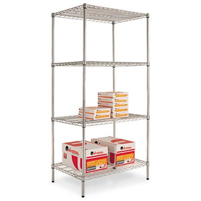 ALESW503624SR Industrial Heavy Duty Wire Shelving Starter Kit, 4-Shelf, 36w x 24d x 72h,Silver ALESW503624SR