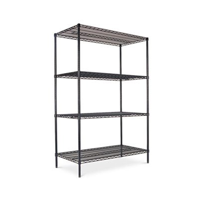 ALESW504824BL Industrial Heavy-Duty Wire Shelving Starter Kit, 4-Shelf, 48w x 24d x 72h, Black ALESW504824BL