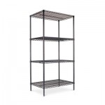 ALESW503624BL Industrial Heavy-Duty Wire Shelving Starter Kit, 4-Shelf, 36w x 24d x 72h, Black ALESW503624BL