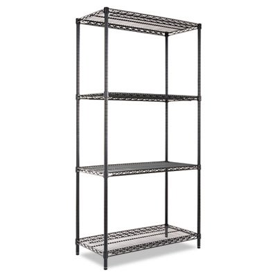 ALESW503618BL Industrial Heavy-Duty Wire Shelving Starter Kit, 4-Shelf, 36w x 18d x 72h, Black ALESW503618BL