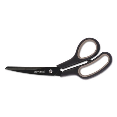 UNV92022 Industrial Scissors, 8" Length, Bent, Black Carbon Coated Blades, Black/Gray UNV92022