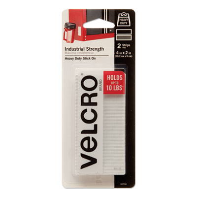 VELCRO Brand Industrial-Strength Heavy-Duty Fasteners, 2" x 4", White, 2/Pack VEK90200