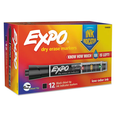EXPO Ink Indicator Dry Erase Marker, Broad Chisel Tip, Black, Dozen SAN1946630