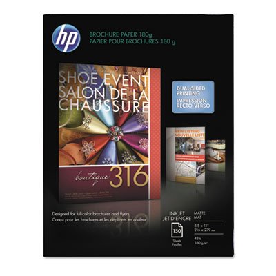HP Inkjet Brochure/Flyer Paper, 103 Brightness, 48lb, 8-1/2 x 11, White, 150/Pack HEWCH016A