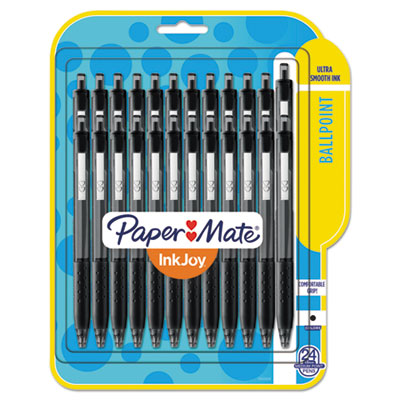 Paper Mate InkJoy 300 RT Retractable Ballpoint Pen, 1mm, Black Ink/Barrel, 24/Pack PAP1945925