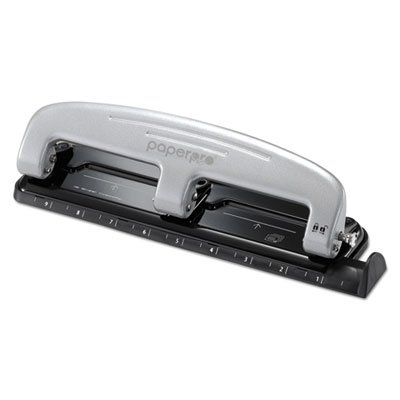 Paperpro inPRESS Three-Hole Punch, 12-Sheet Capacity, Black/Gray ACI2101