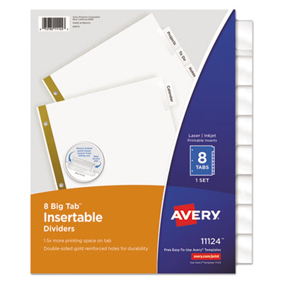Avery Insertable Big Tab Dividers, 8-Tab, Letter AVE11124