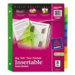 Avery Insertable Big Tab Plastic Dividers w/Double Pockets, 8-Tab, 11 x 9 AVE11907