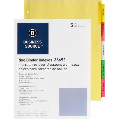 Business Source Insertable Tab Ring Binder Indexes 36692BX
