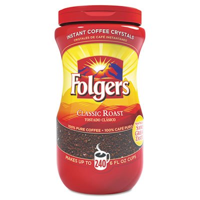 Folgers 2550006923 Instant Coffee Crystals, Classic Roast, 16oz Jar FOL06922