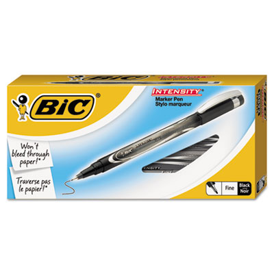 BIC FPIN11-BK Intensity Stick Porous Point Marker Pen, Fine 0.5mm, Black Ink/Barrel, Dozen BICFPIN11BK