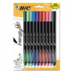 BIC FPINFAP10-AST Intensity Stick Porous Point Marker Pen, 0.4mm, Assorted Ink/Barrel, 10/Pack BICFPINFAP10AST