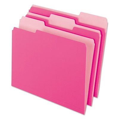 Pendaflex 4210 1/3 PIN Interior File Folders, 1/3 Cut Top Tab, Letter, Pink, 100/Box PFX421013PIN