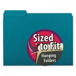 Smead Interior File Folders, 1/3 Cut Top Tab, Letter, Teal 100/Box SMD10291