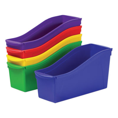 Storex Interlocking Book Bins, 4.75" x 12.63" x 7", Assorted Colors, 5/Pack STX70105U06C