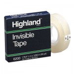 Highland Invisible Permanent Mending Tape, 1/2" x 1296", 1" Core, Clear MMM6200121296