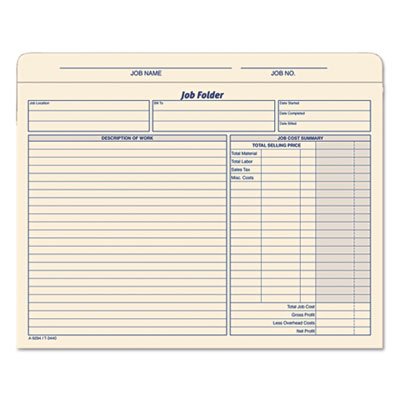 Tops Jacket Style Job Folders, Straight, Index Top Tab, Letter, Manila, 20/Pack TOP3440