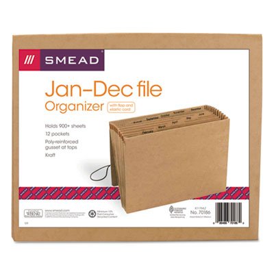 Smead Jan-Dec Indexed Expanding Files, 12 Pockets, Letter, Kraft SMD70186