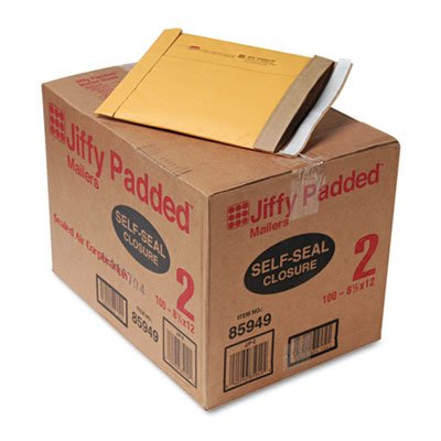 Sealed Air Jiffy Padded Self-Seal Mailer, Side Seam, #2, 8 1/2x12, Gold Brown, 100/Carton SEL85949