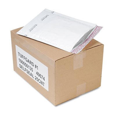 Sealed Air Jiffy TuffGard Self-Seal Cushioned Mailer, #1, 7 1/4 x 12, White, 25/Carton SEL49674