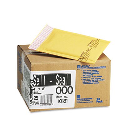 Sealed Air Jiffylite Self-Seal Mailer, Side Seam, #000, 4 x 8, Golden Brown, 25/Carton SEL10181